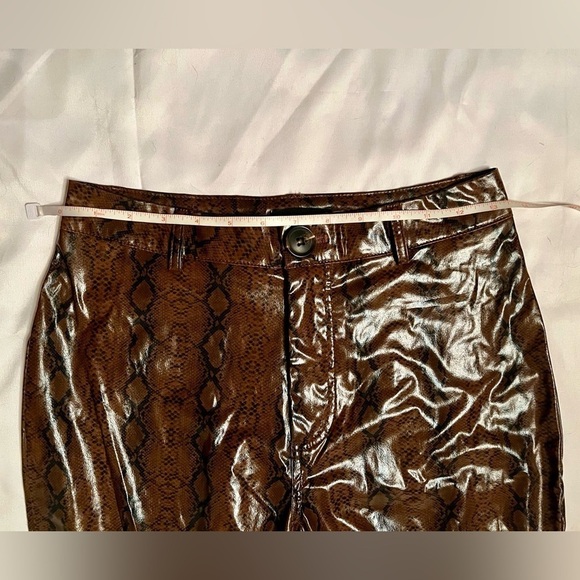 PrettyLittleThing Brown Faux Leather Snakeskin Straight Leg Pants 4 - Picture 12 of 16